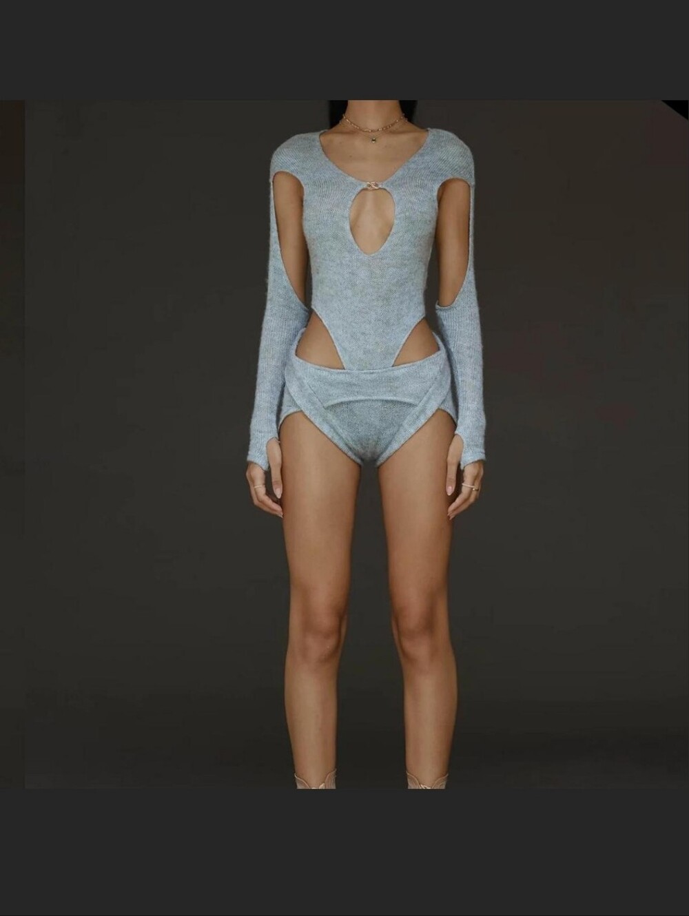 Ruve Shop SUVA Sweater Knit Sculpted Futuristic Body Suit S Fits Xs